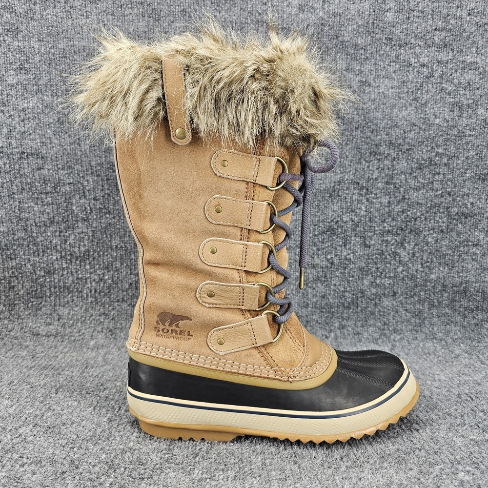 Sorel Joan of Arctic Womens Size 9.5 Camel Brown Black Winter Snow Boots